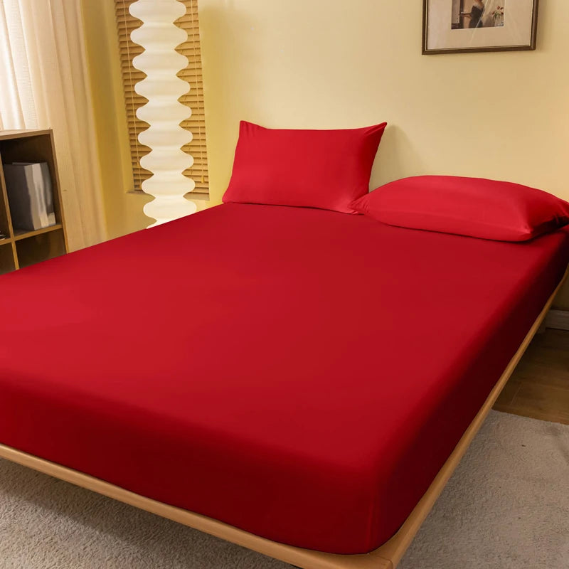 Matte Solid Polyester Fitted Sheet For Bedroom Decor