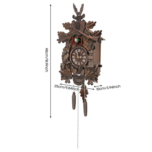 NONED Forest Nordic Cuckoo Wall Clock Wooden Retro Design
