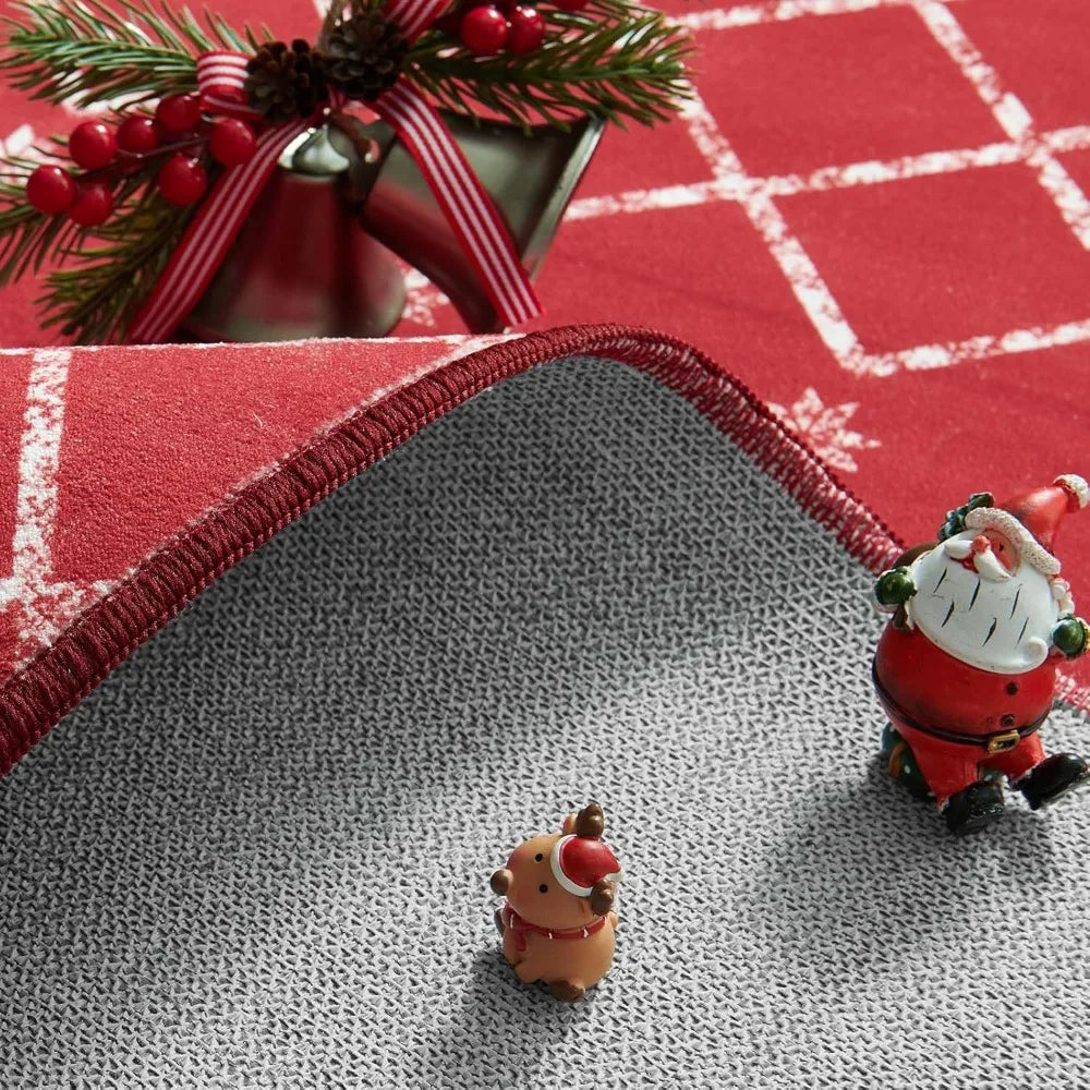 Christmas Geometric Rug Washable Non Slip Living Room Bedroom