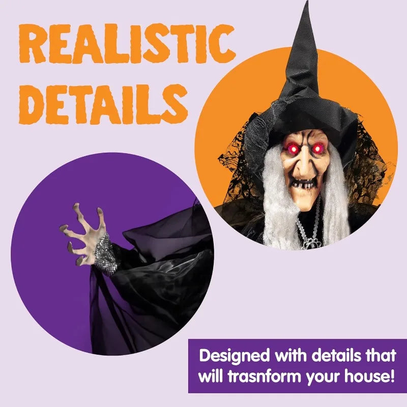 Animated Witch Halloween Outdoor Decoration With Sound Activated Talking