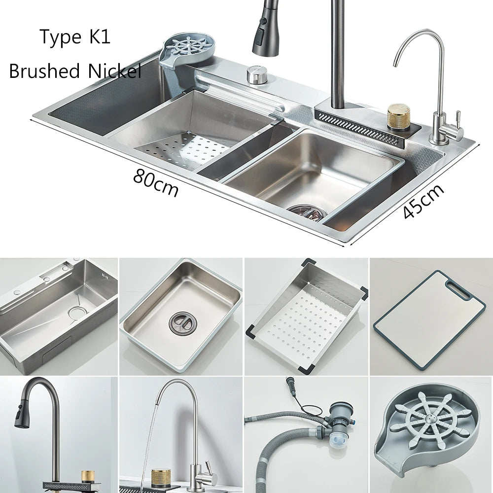 MYQualife Stainless Steel Undermount Kitchen Sink Four Holes With Drain