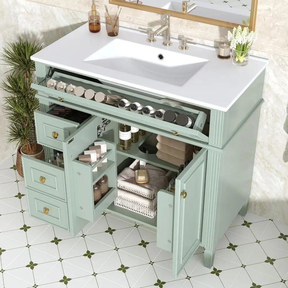 Bathroom Vanity Cabinet With Ceramic Countertop Sink Combo