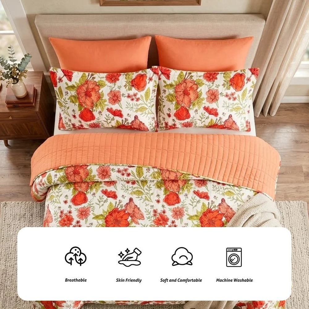 Premium Printed Polyester Bedspread Quilt Set For All Seasons