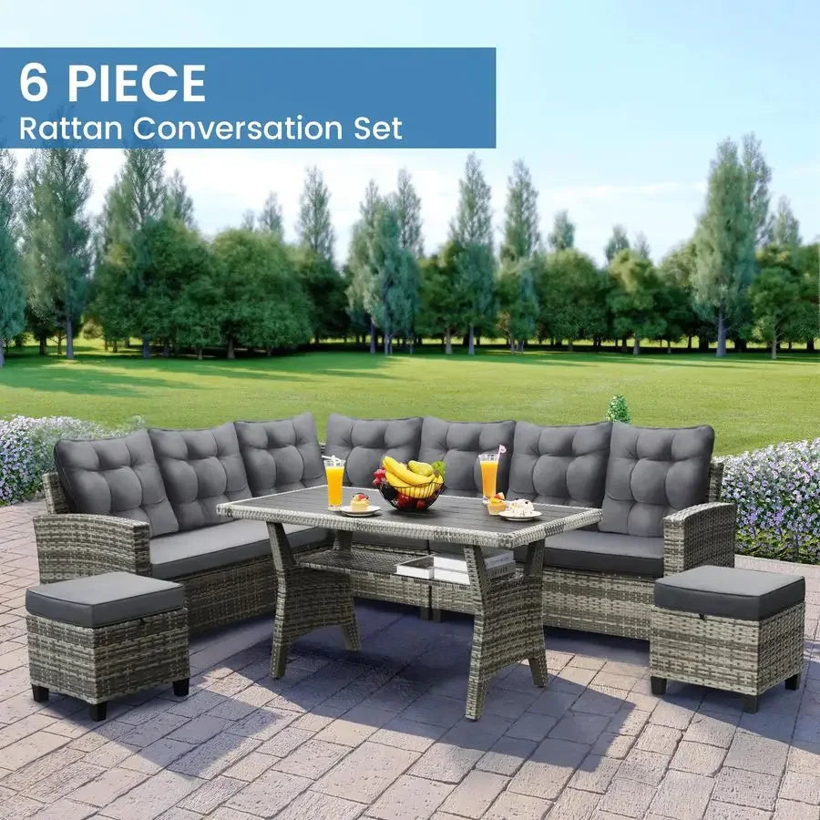 XMSJ Outdoor Patio Furniture Set With Sectional Sofa And Table