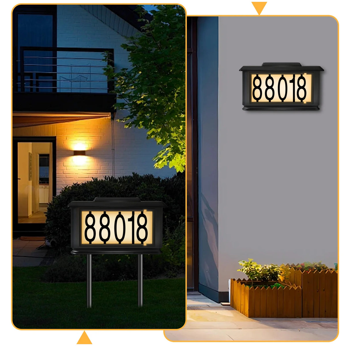 Solar Outdoor House Number Sign Light With Ground Stake