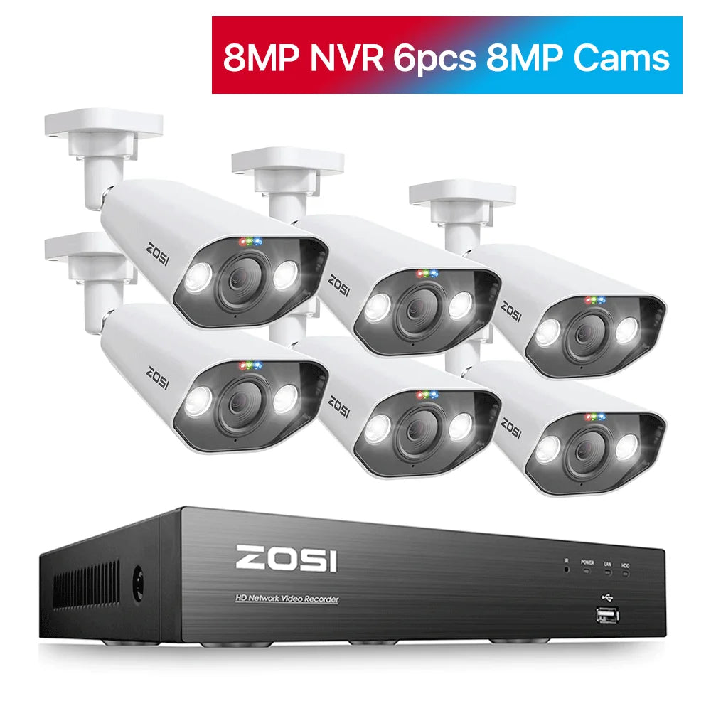 ZOSI 8CH POE Video Surveillance Kit 4K AI Night Vision