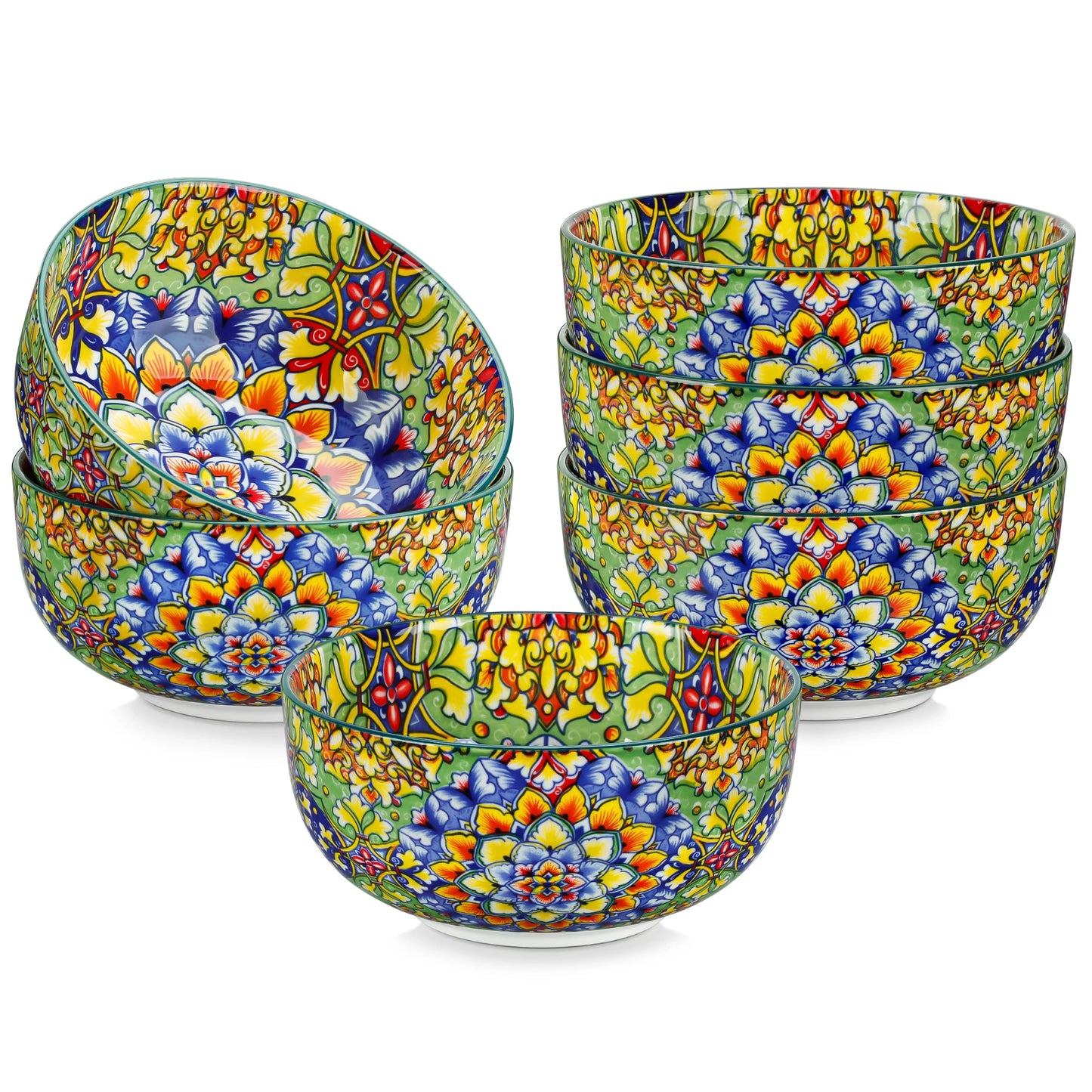 Malacasa Bohemian Style Ceramic Cereal Bowls Set Dinnerware