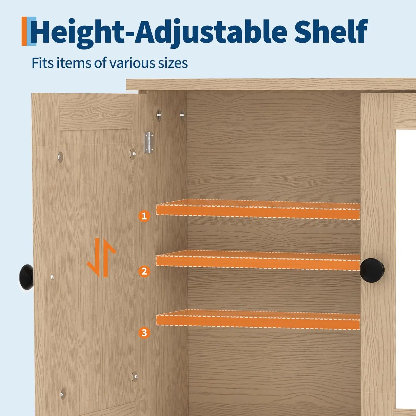 HiMISS Wall Mounted Bathroom Cabinet With Mirror Doors Adjustable Shelves