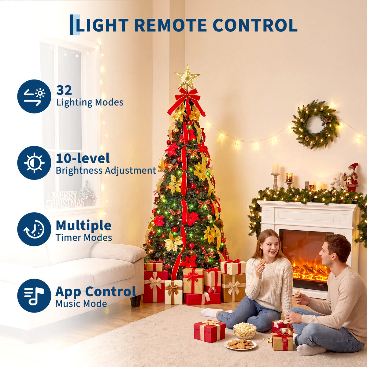 HiMISS Pre Lit Pop Up Christmas Tree With Projection Star topper