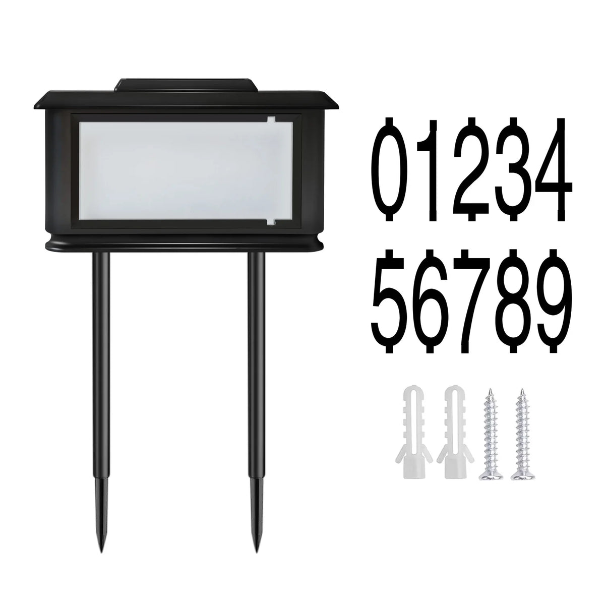 Solar Outdoor House Number Sign Light With Ground Stake