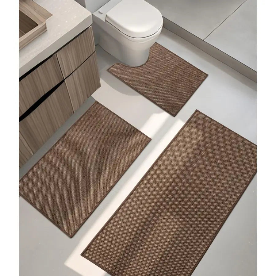 Bathroom Rug Set 3 Piece Ultra Thin Bath Mats With Rubber Backing