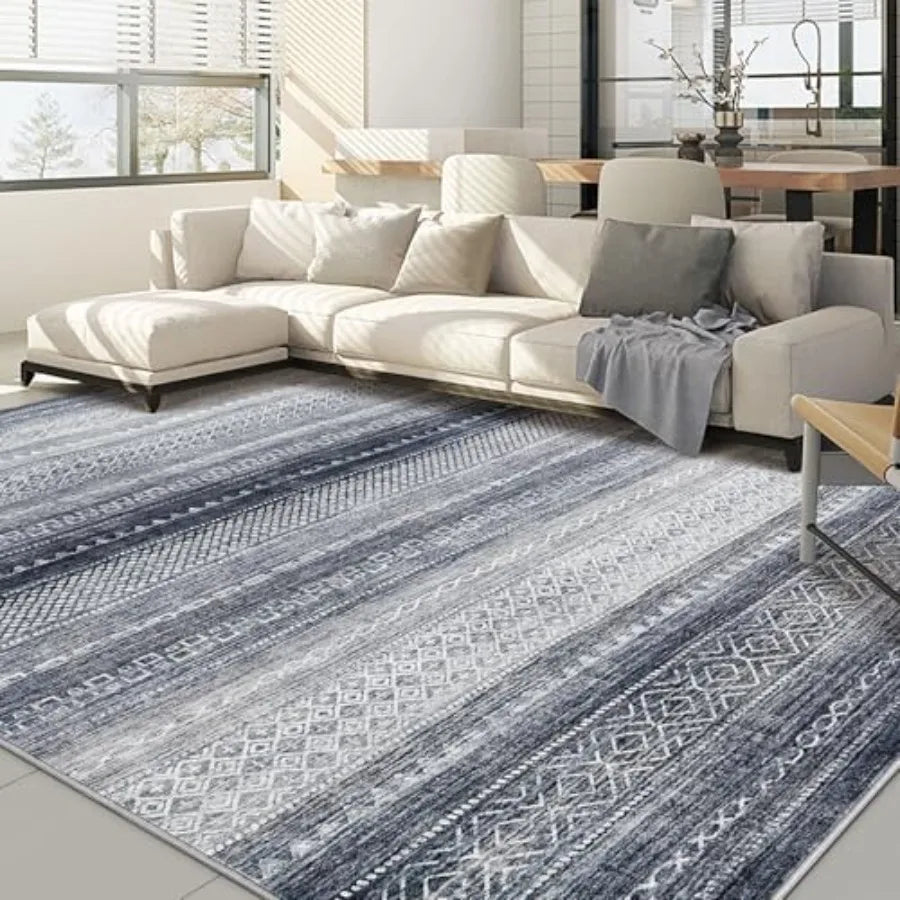 Boho Kilim Style Area Rug Polyester Machine Washable