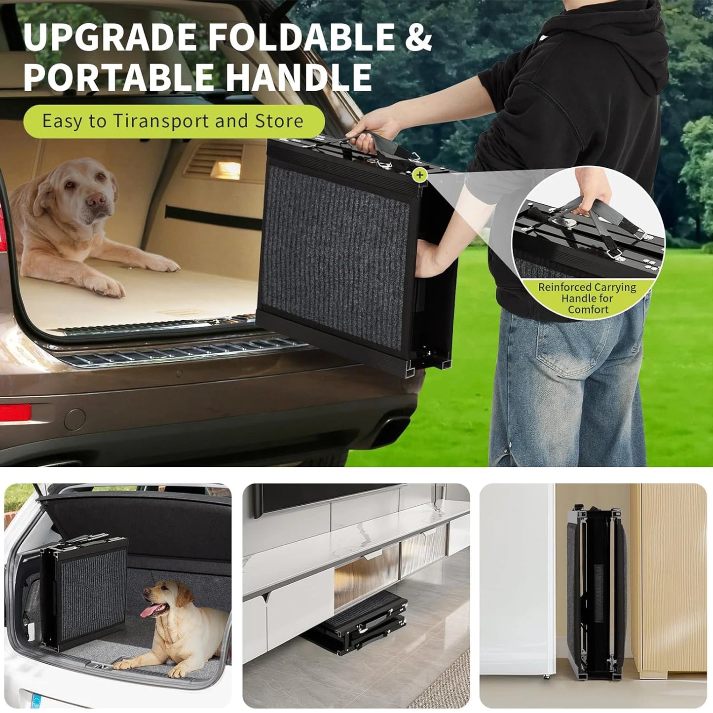 HiMISS Upgraded Folding Car Dog Ramp With Non Slip Surface