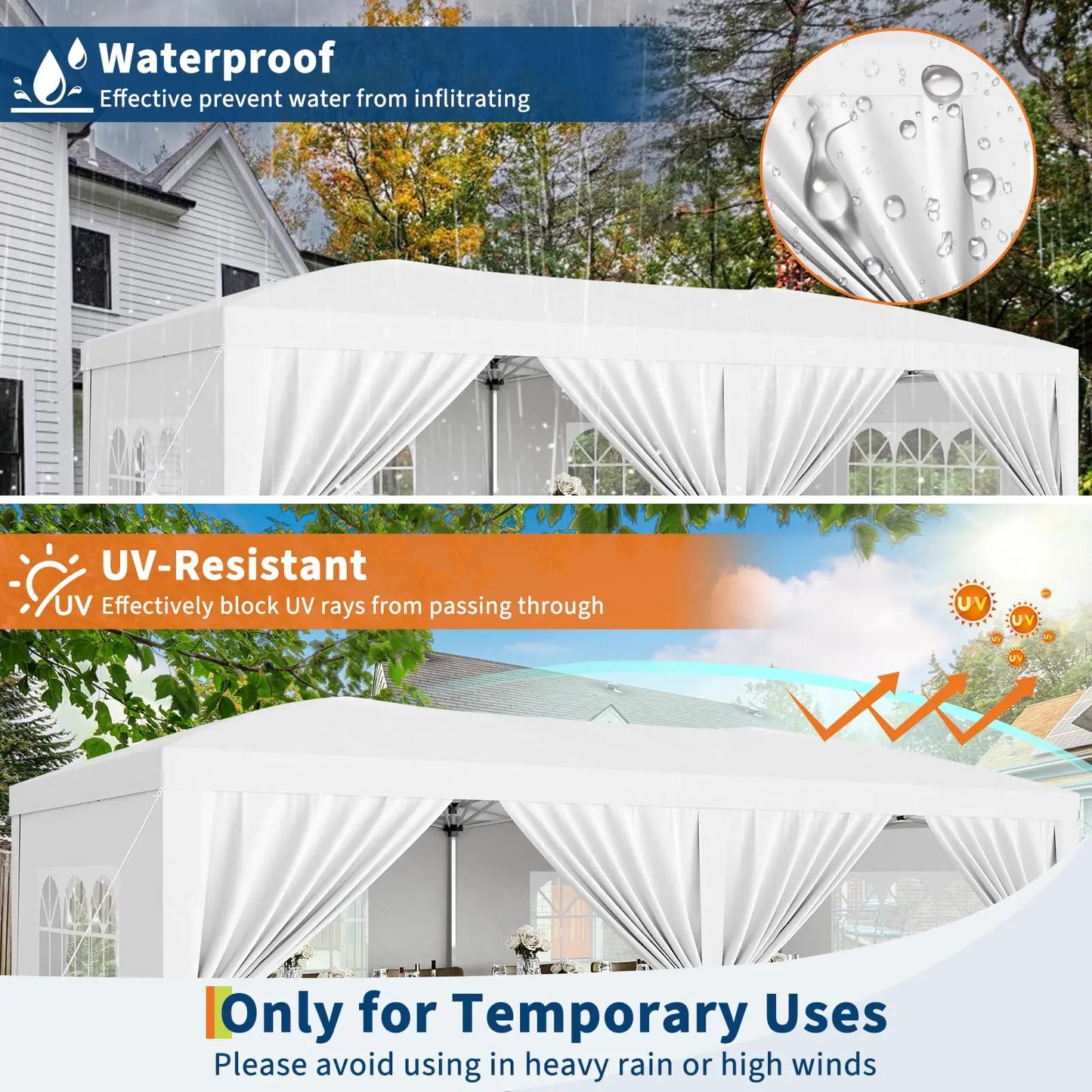Heavy Duty Pop Up Canopy Tent With Six Removable Sidewalls