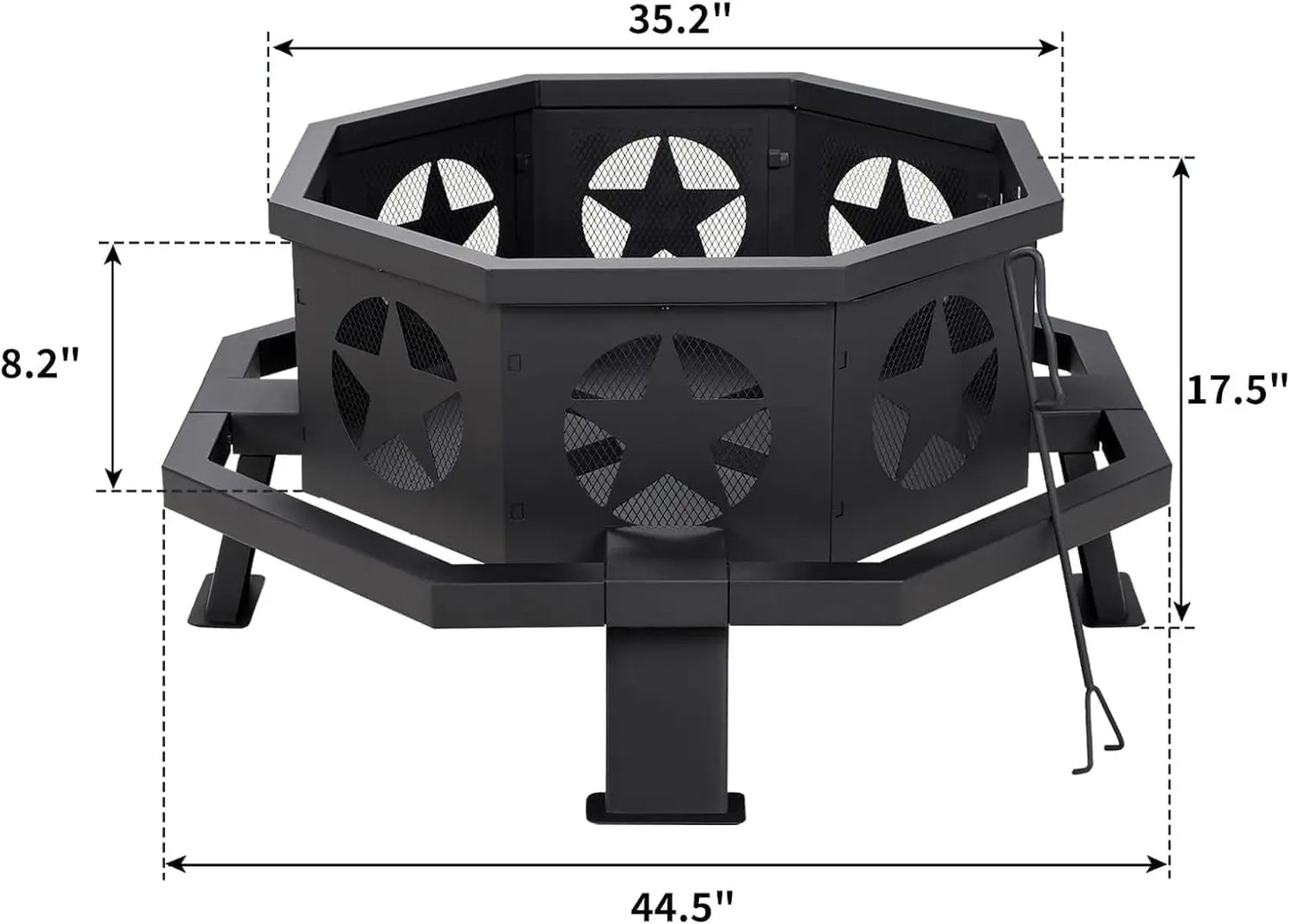 Hexagonal Outdoor Wood Burning Fire Pit With Poker