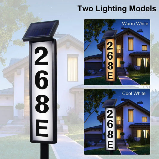 Solar Powered Ground Address Sign Lights For Outdoor Home Decor
