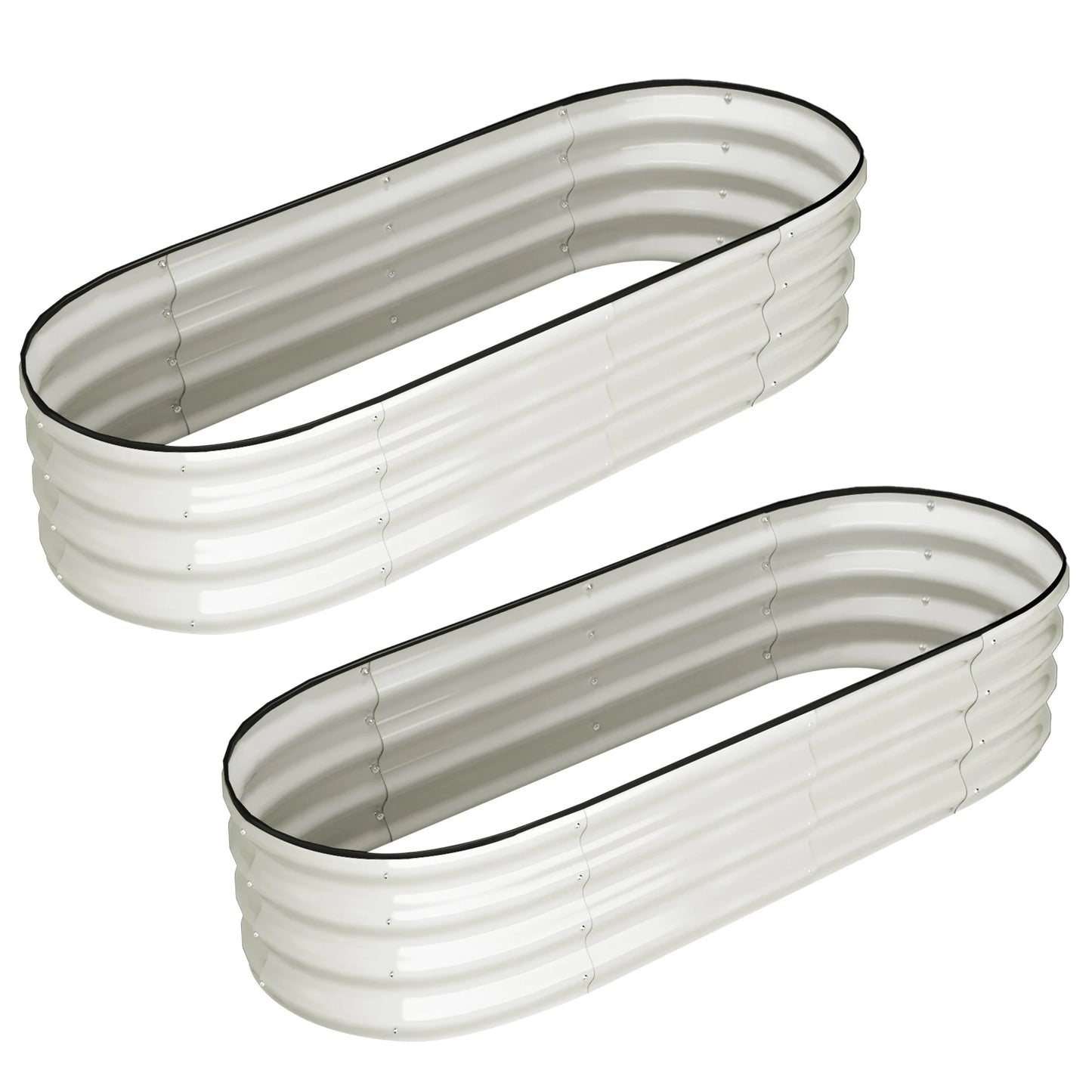 HiMISS Oval Galvanized Raised Garden Bed Set Outdoor Planters