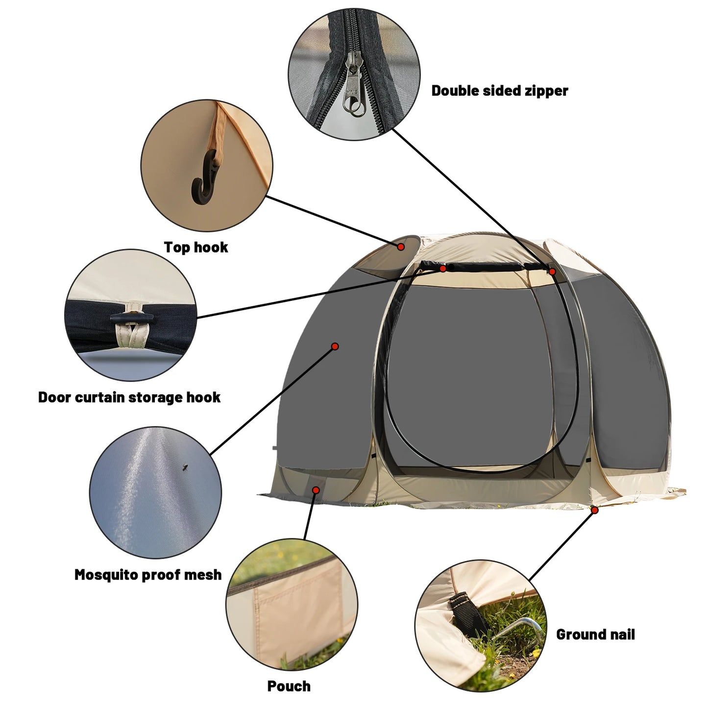 Pakicetus Instant Pop Up Screen Tent Mosquito Proof Outdoor Shelter