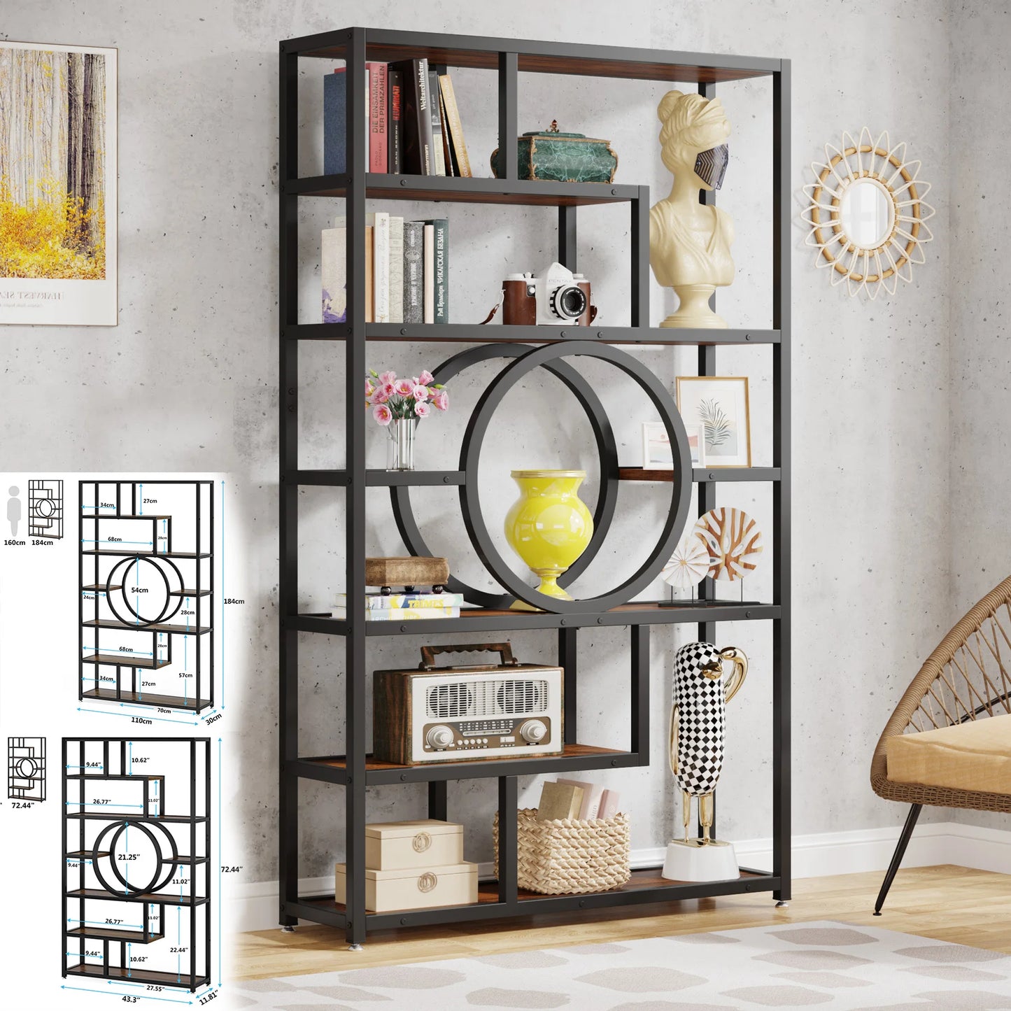 Tribesigns Industrial 5 Tier Freestanding Bookshelf