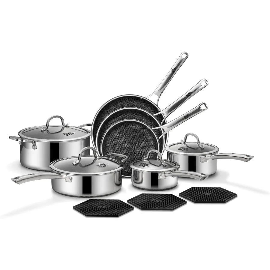 Premium Non Stick Stainless Steel Cookware Set With Frying Pans