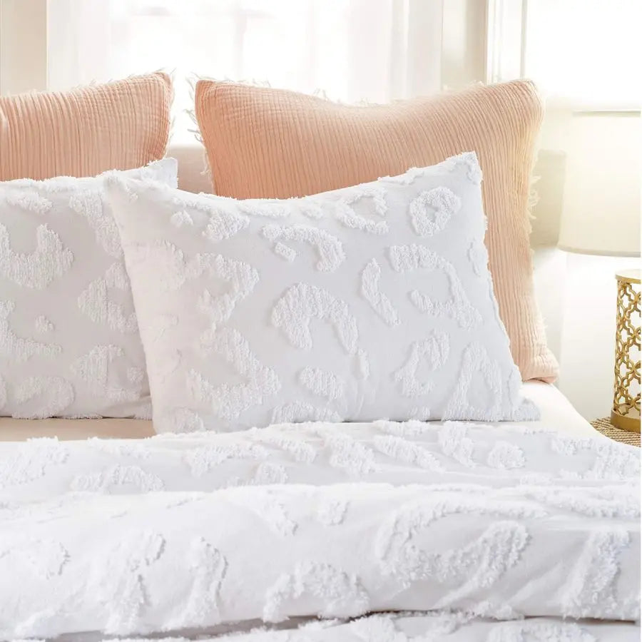 Leopard Chenille Duvet Cover And Sham Set Polyester Cotton