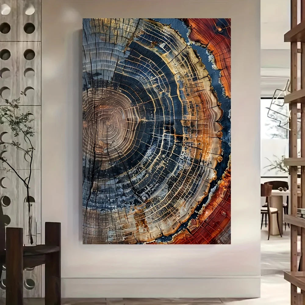 Abstract Tree Ring Canvas Art Print For Modern Wall Decor