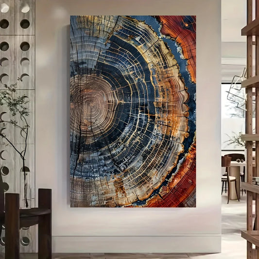 Abstract Tree Ring Canvas Art Print For Modern Wall Decor