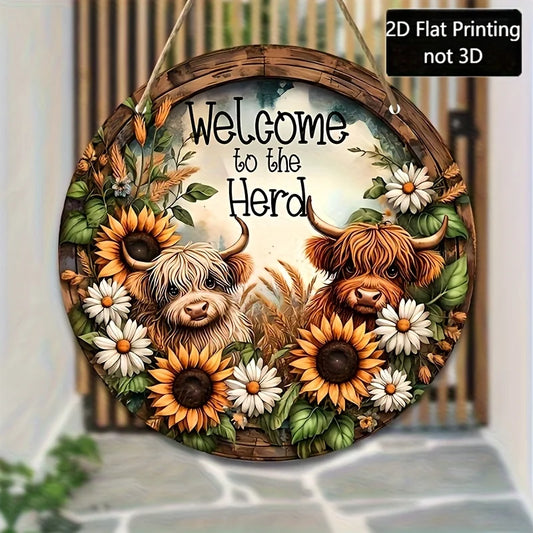 Sunflower Clock Pattern Wooden Signboard Welcome Sign For Home Decor