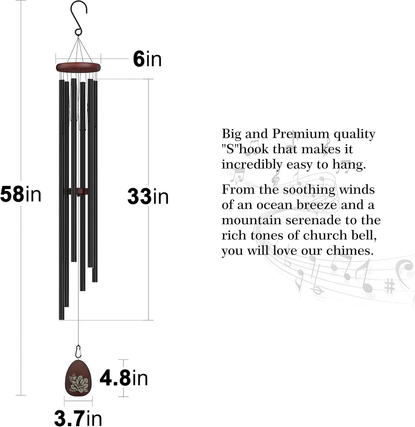 Deep Tone Wind Chimes for Outdoor Memorial and Garden Decor