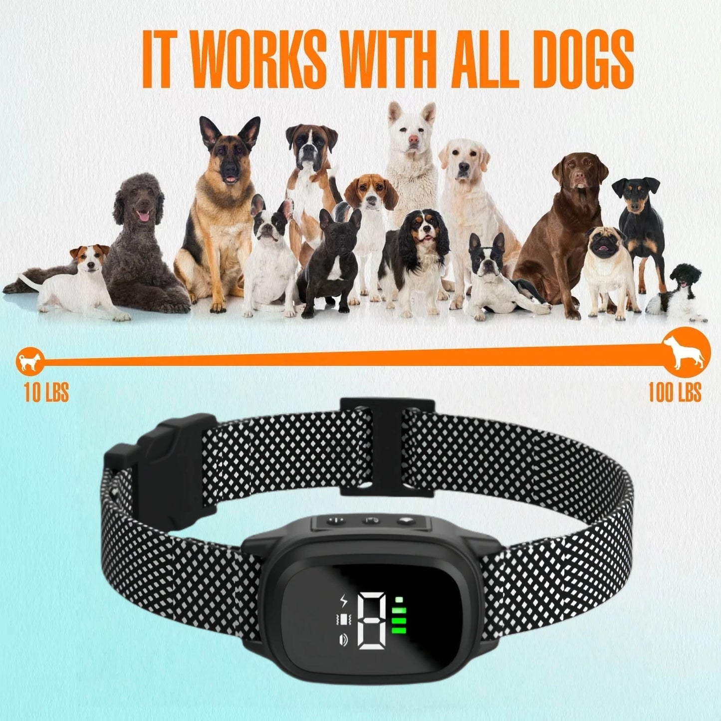 Waterproof Dog Bark Collar Rechargeable Anti-Bark Training