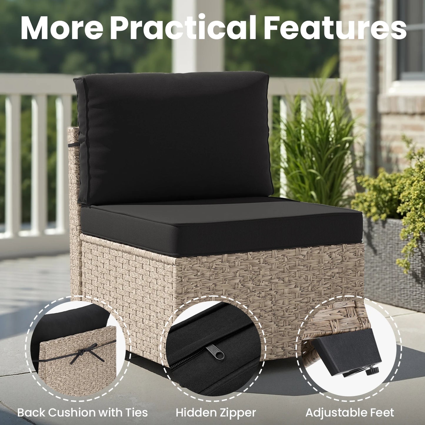 Outdoor Rattan 7-Piece Patio Furniture Set With Tempered Glass Table