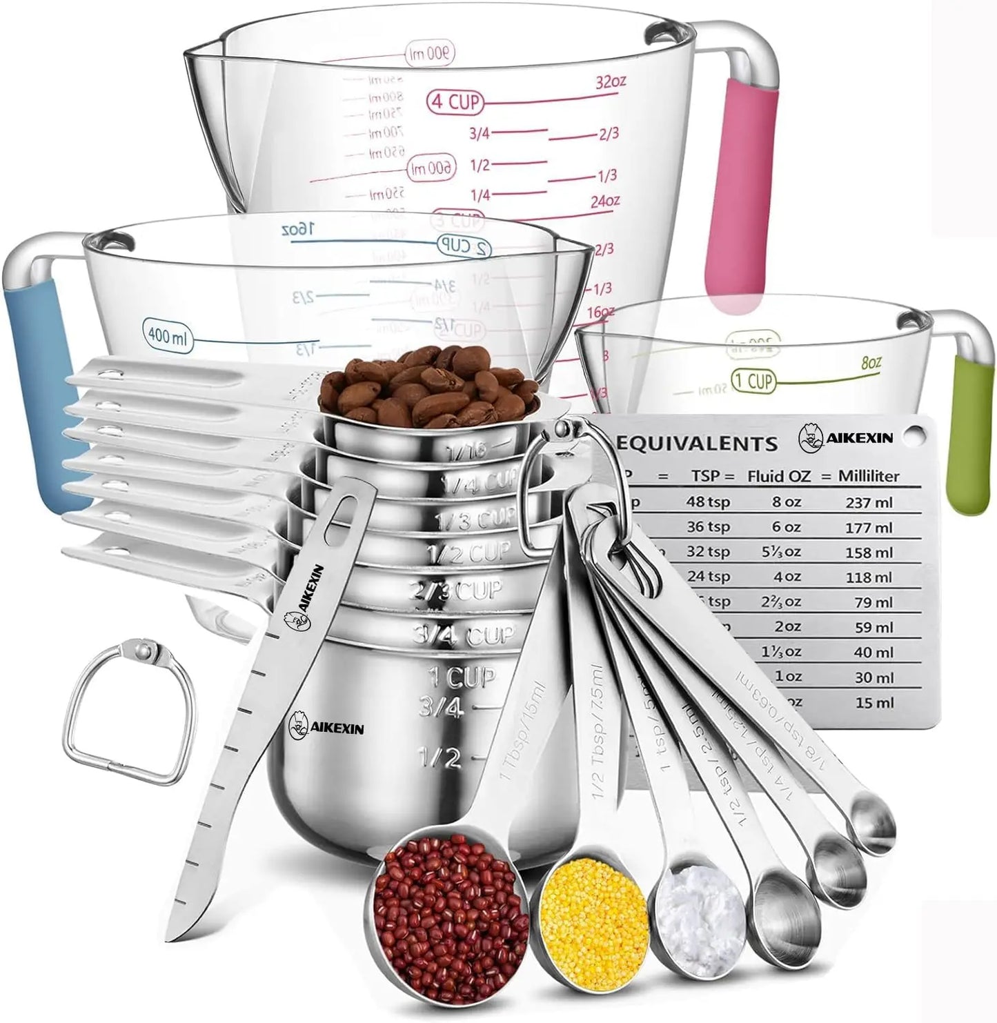 Nesting Stainless Steel Measuring Cups And Spoons Set Plastic Cups
