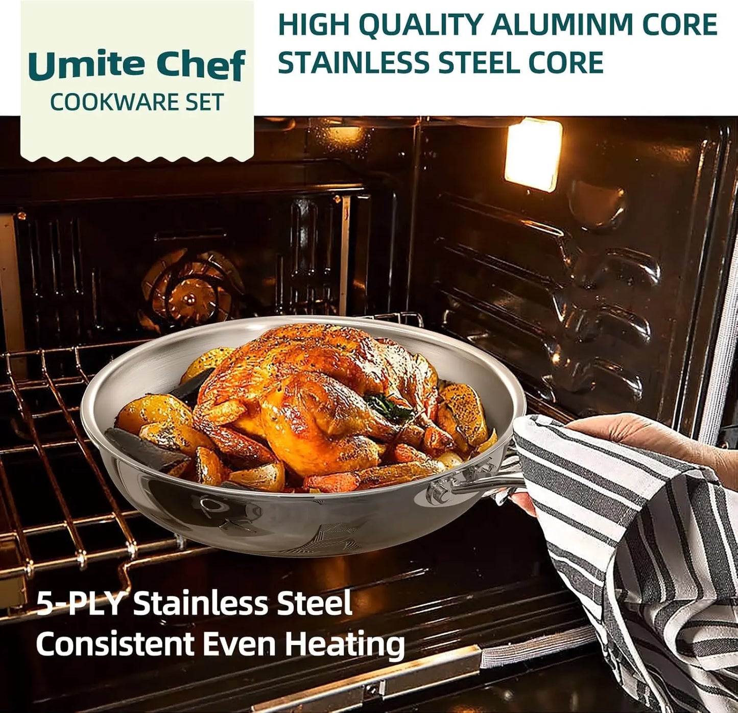 Stainless Steel Cookware Set Induction Compatible Oven Safe