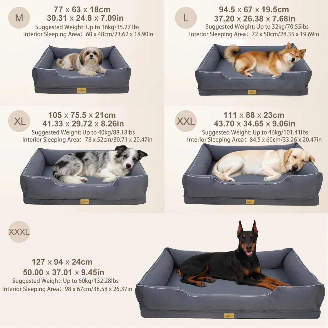 Borwart Orthopedic Dog Bed With Removable Waterproof Cover