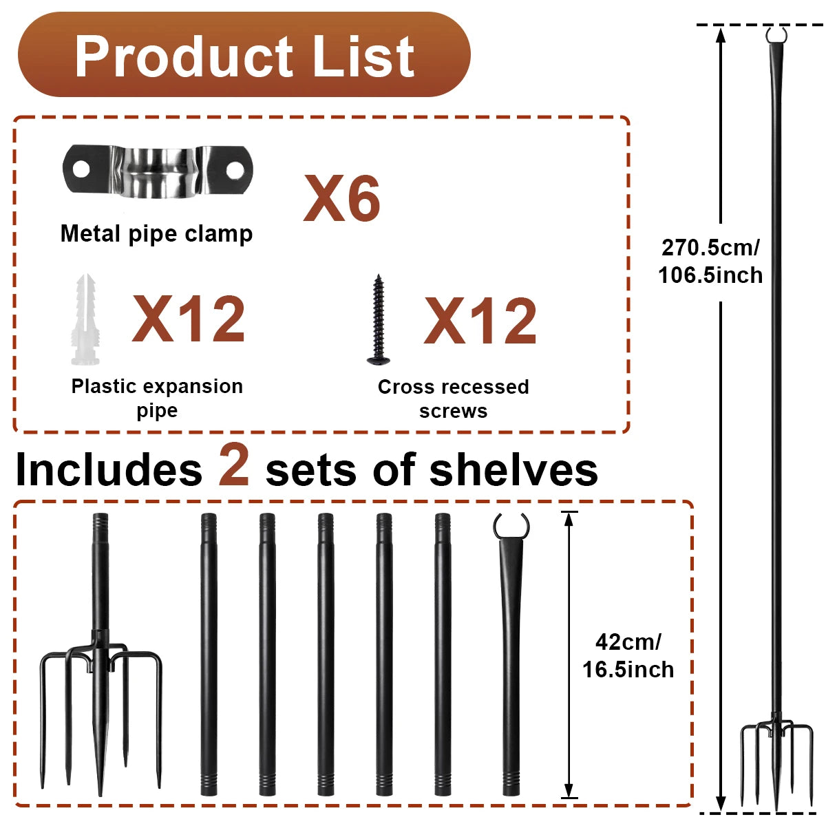Aiopp Adjustable 2/4/6 Pack String Light Poles for Outdoor Garden