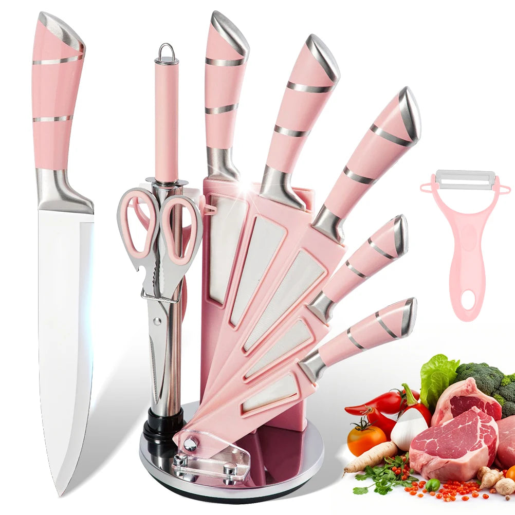ZENG Stainless Steel Kitchen Knife Set With Scissors And Peeler