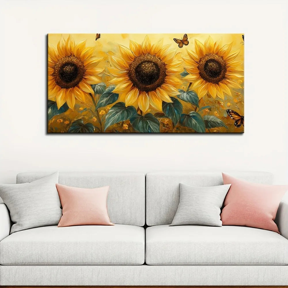 Sunrise Sea Modern Abstract Oil Painting Sunflower Home Decor