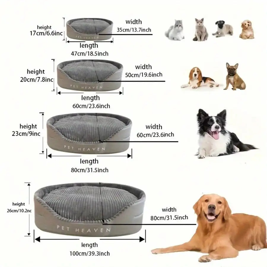 Machine-Washable Cozy Pet Bed With Warm Mat All Seasons