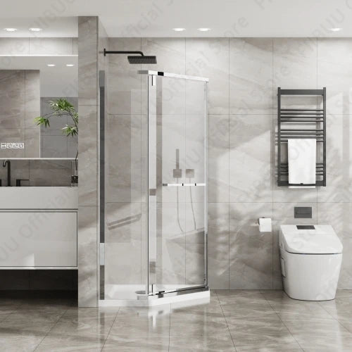 Slofy Neo Angle Frameless Shower Door With Tempered Glass Pivot Door