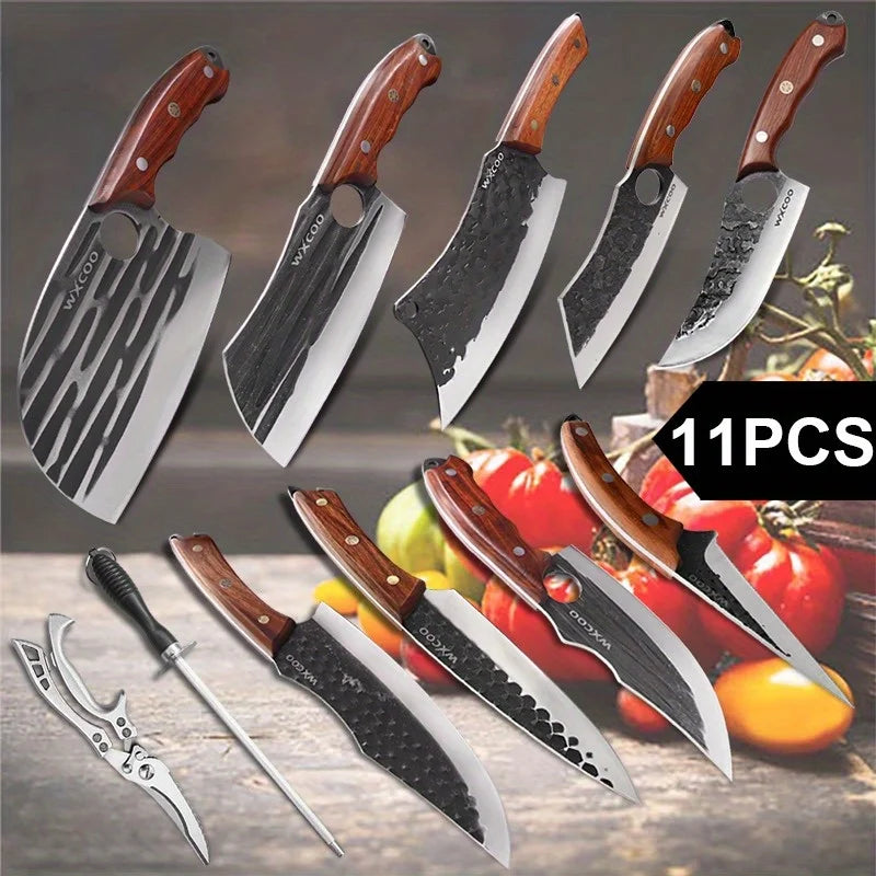 WXCOO High Carbon Steel Kitchen Knife Set Professional Chef Knives