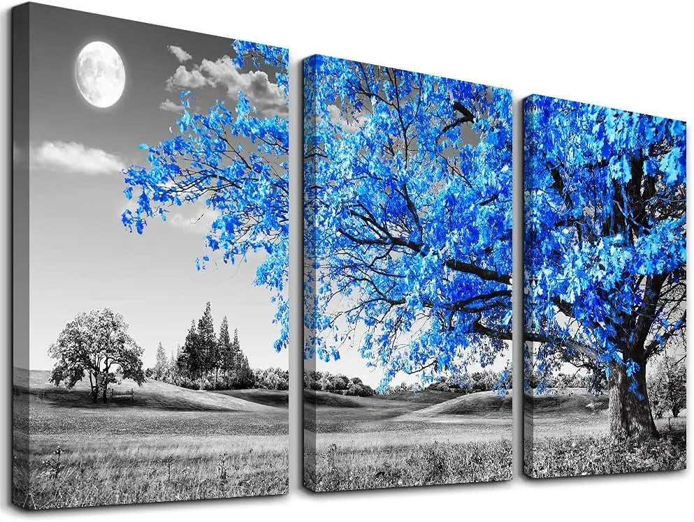 Premium Modern Tree Moon Landscape Canvas Wall Art Set