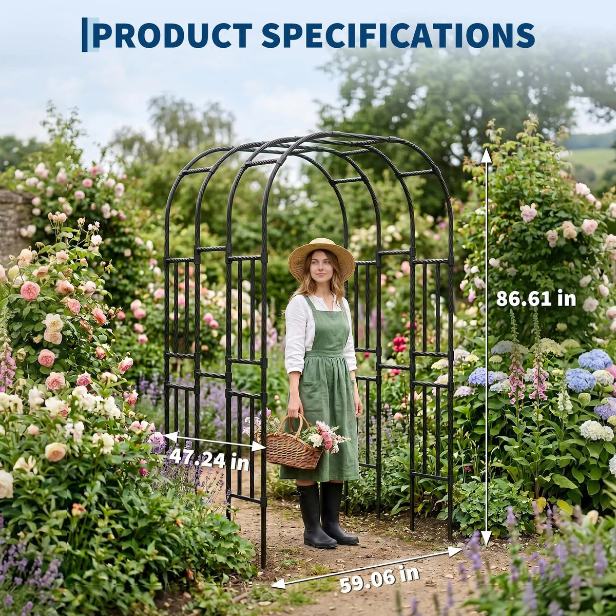 DishyKooker Steel Garden Arch Trellis For Climbing Plants