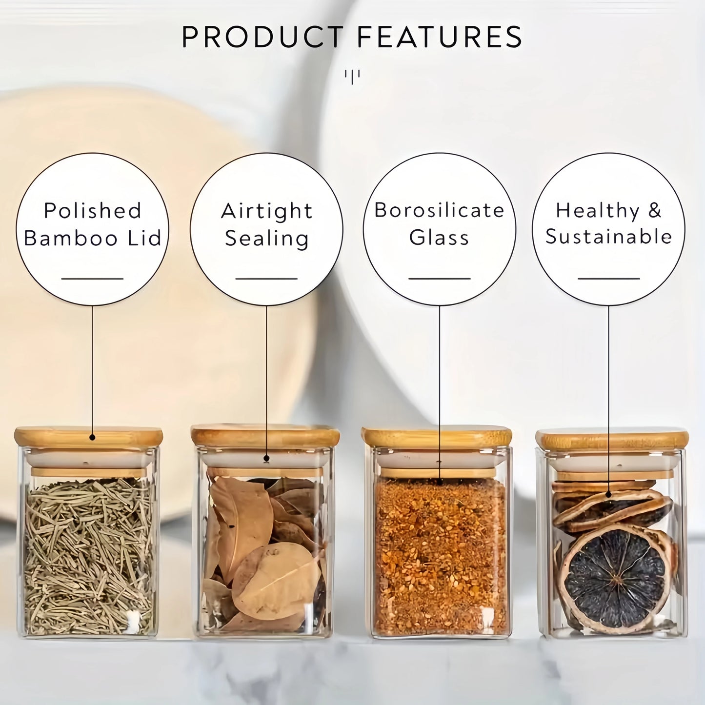 Glass Spice Storage Jar Set, 12 Pieces With Labels