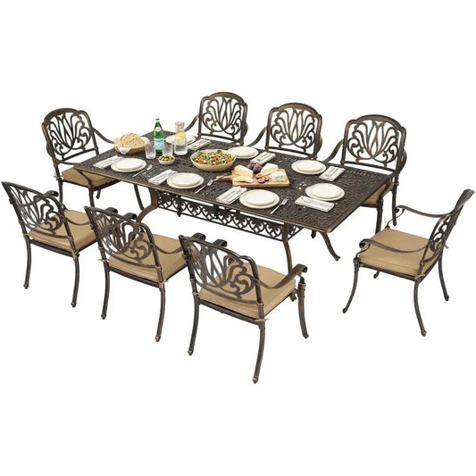 Outdoor Cast Aluminum All-Weather Dining Set For Patio And Garden