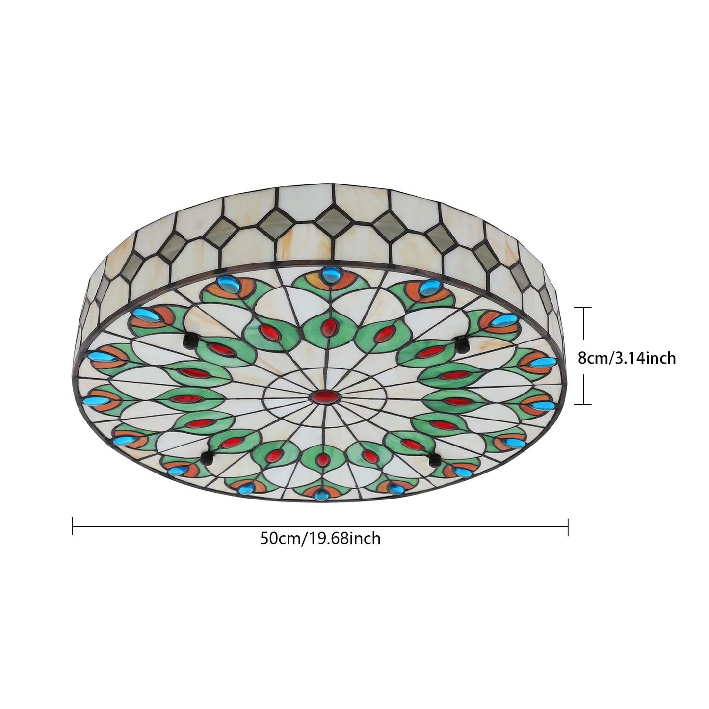 Retro Tiffany Style Stained Glass Flush Mount Lamp