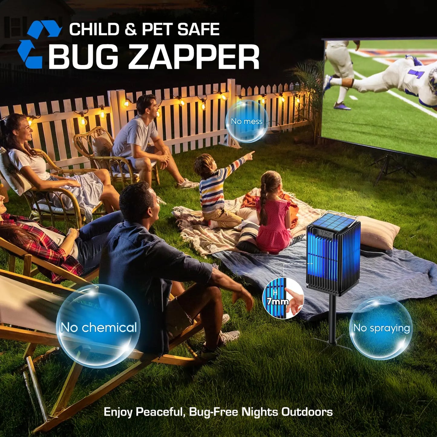 Solar Bug Zapper Outdoor Mosquito Zapper Cordless Waterproof Ground Bracket