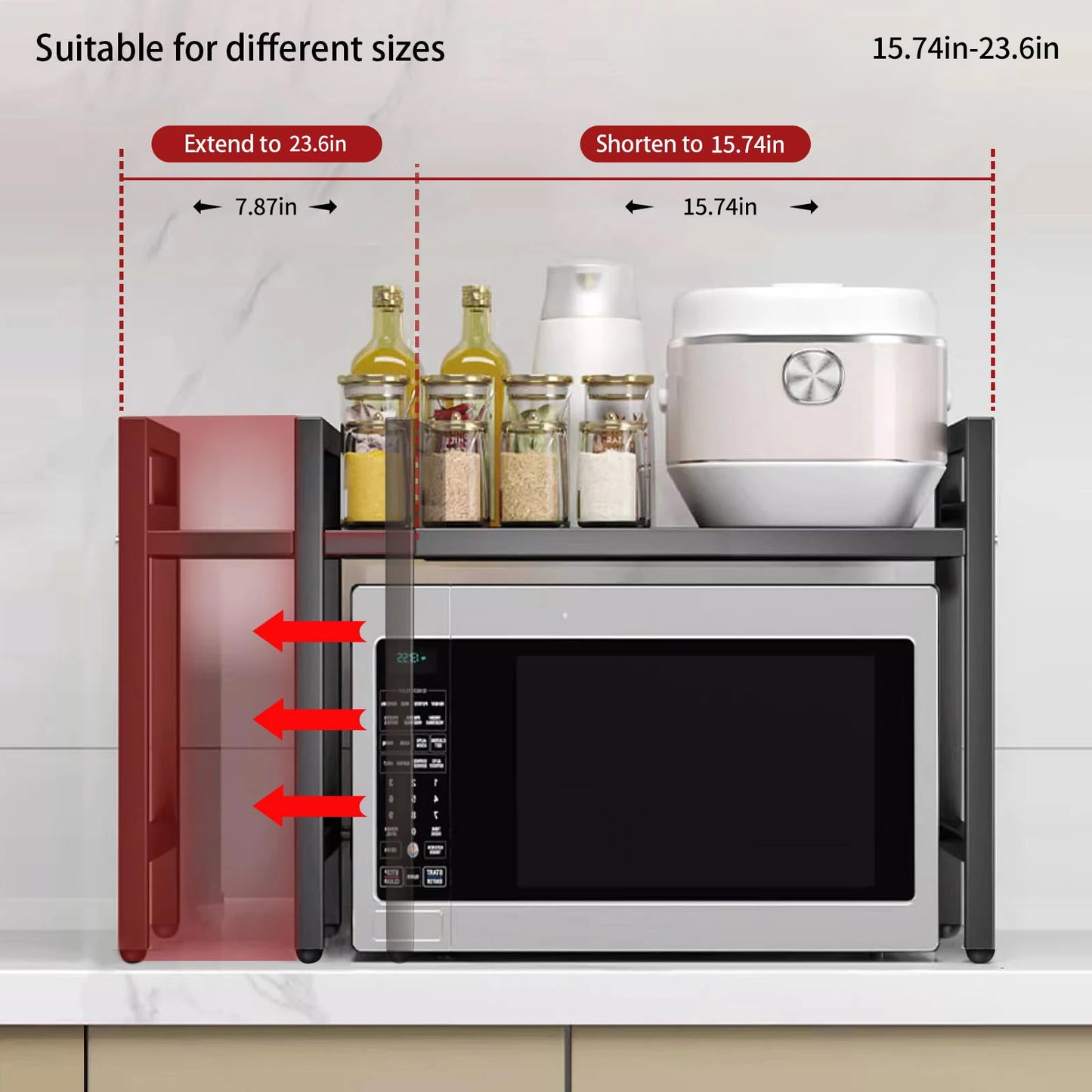 Expandable Microwave Shelf Organizer Moistureproof Rustproof Countertop Storage