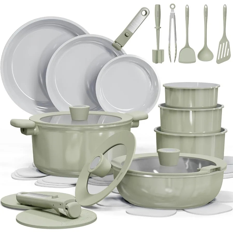 Ceramic Cookware Set 27pcs Nonstick Pots And Pans