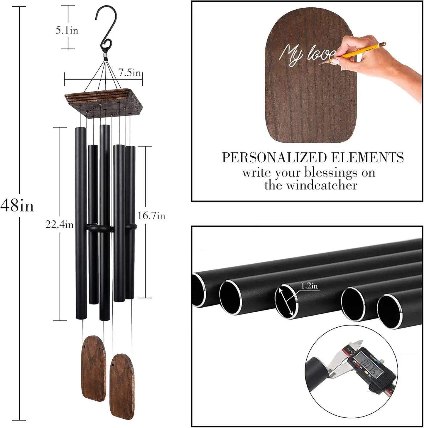 Deep Tone Wind Chimes for Outdoor Garden and Patio
