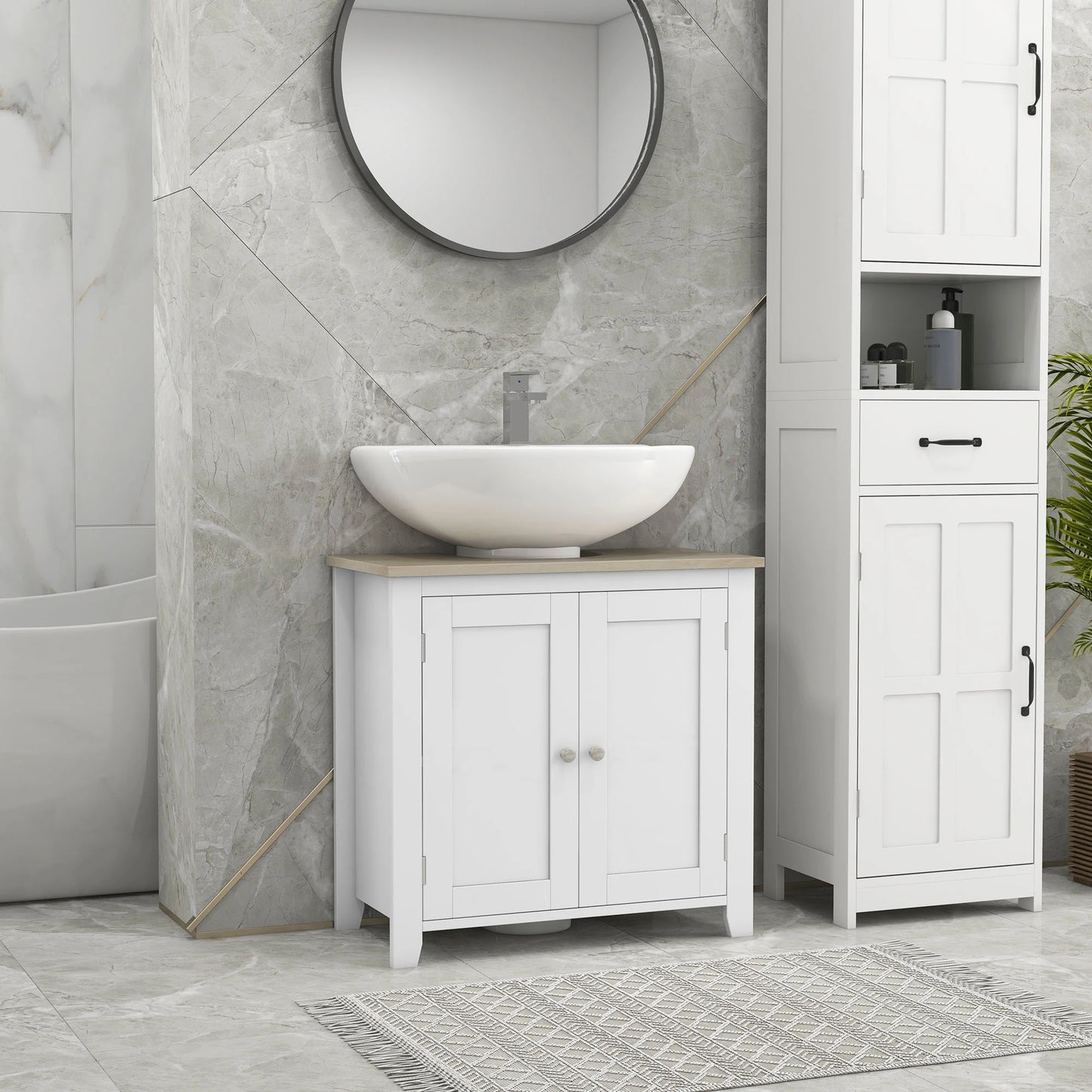 Kleankin Pedestal Sink Storage Cabinet Under Sink Vanity